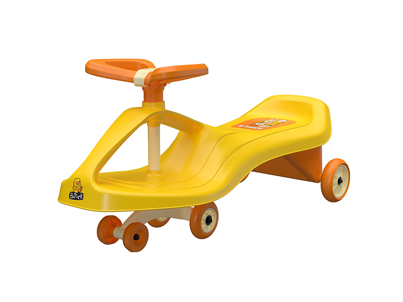 vista laterale delle auto gialle wiggle per bambini