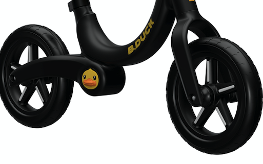 Close up of the black balance bike base