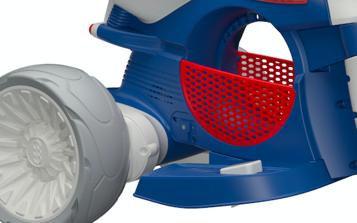 blue foot steps of an electric bike for kids