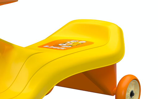 close up view of yellow wiggle cars seat