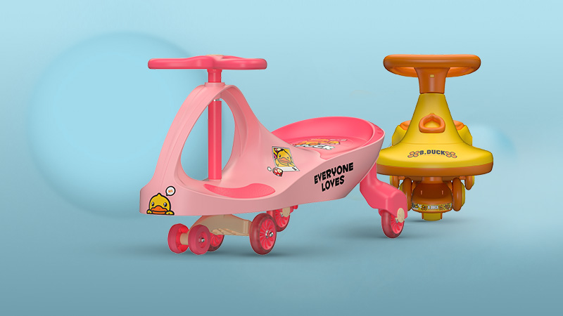 pink and yellow kid tricycles